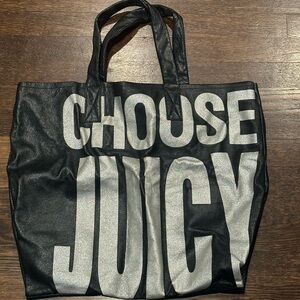 Juicy Couture Black and Silver Graphic Tote